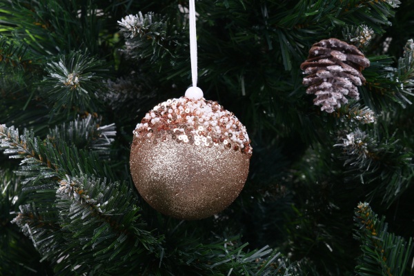 Ялинкова іграшка у формі кулі з паєтками та блискітками 80 мм CAA126660 