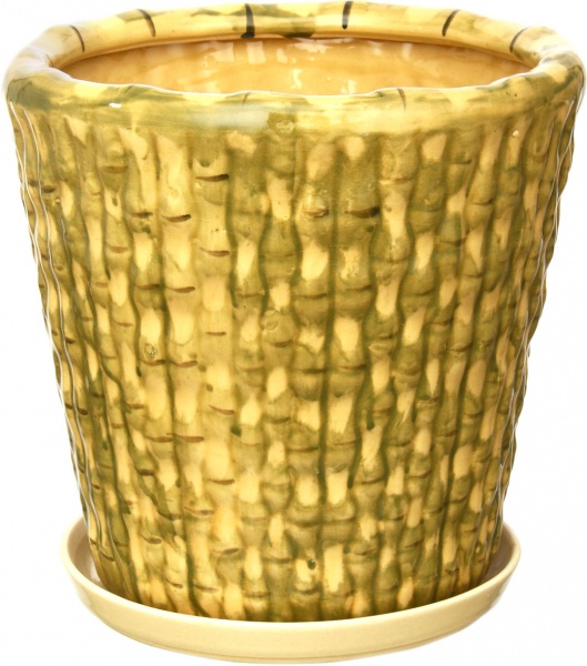 Горщик керамічний з піддоном круглий 31,7л (1994б4) бежевий 