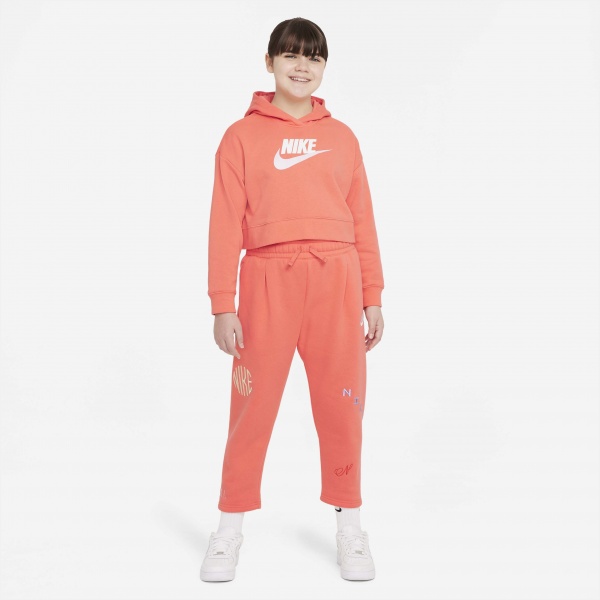 Джемпер Nike G NSW CLUB FT CROP HOODIE HBR DC7210-814 р. S помаранчевий
