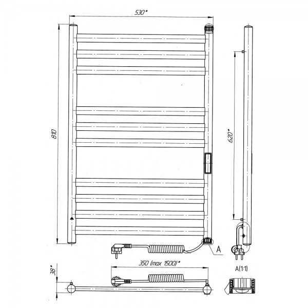 Рушникосушарка електрична Laris Кватро П10 500х800 Е П S