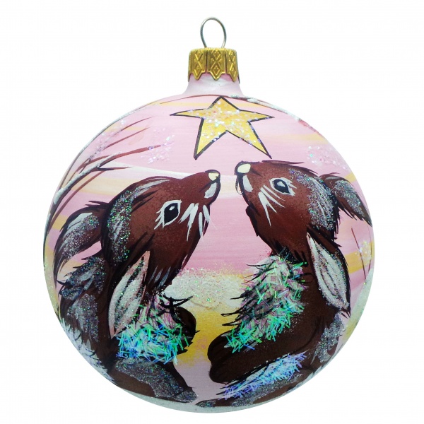 Елочная игрушка Зайчик 100 мм с рисунком К-1600-7-100