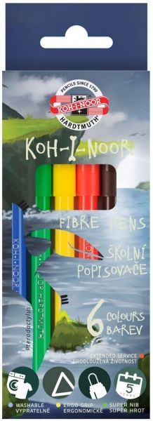 Набір фломастерів 1002 Dino, 6 кольорів Koh-i-Noor