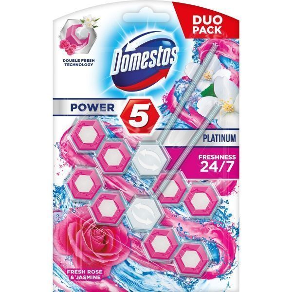 Туалетный блок Domestos Power 5 Роза и жасмин 