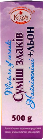 Смесь хлопьев ТМ Козуб Продукт Нежнейшие + лен в коробке 500 г 4820094534863 