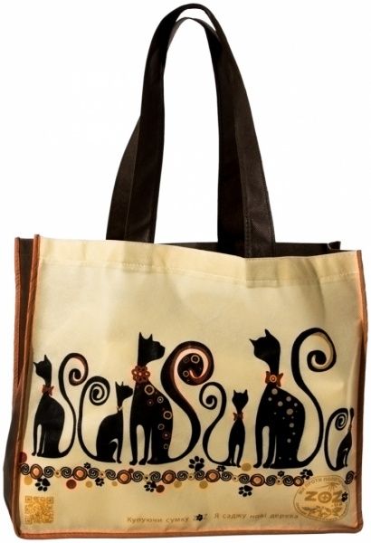 Екосумка ZOZ Коти бежевий із чорним 