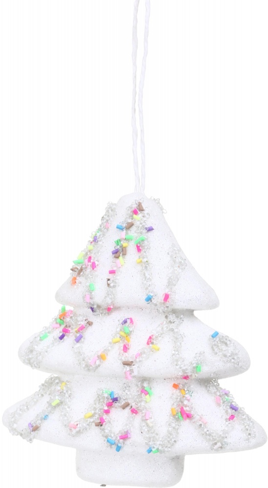 Декорація новорічна Китай Ялинка з бісером YE2742W 12 см білий