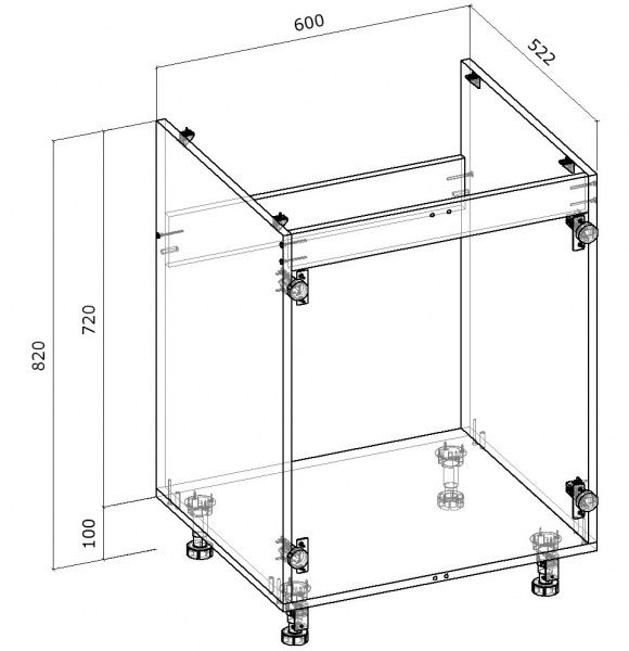 Тумба нижняя Грейд под мойку (стандарт) 600x820x522 мм серый 