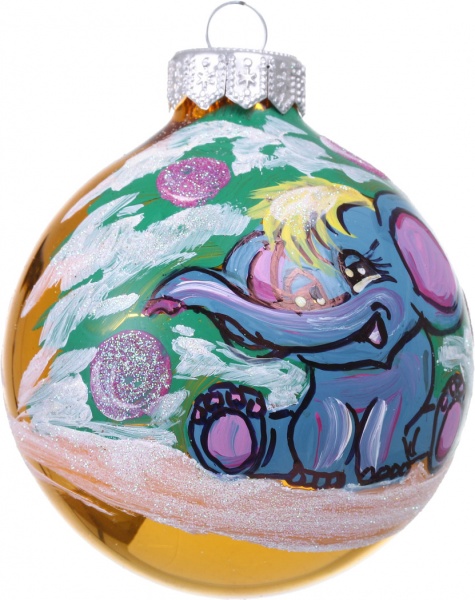 Шар новогодний зимняя сказка ручной работы стеклянный d 80 мм разноцветный