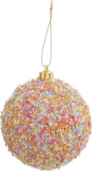 Шар новогодний с присыпками 80 мм 4824 разноцветный