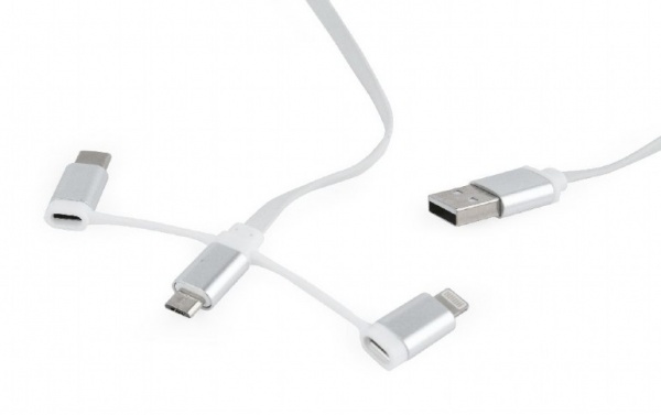 Кабель Cablexpert 1 м белый (CC-USB2-AMLM32-1M-W) USB 2.0 BM-папа/Lightning/Micro/Type-C USB 