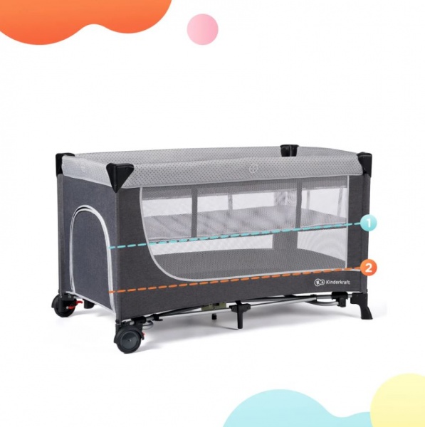 Манеж-ліжко Kinderkraft Leody Grey KCLEOD00GRY0000