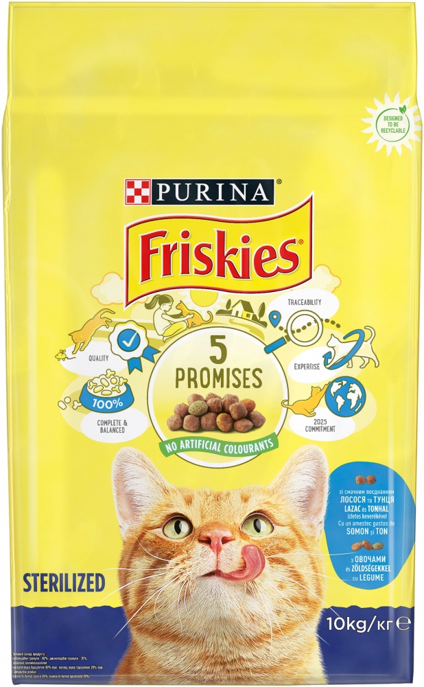 Корм сухой для котов Purina Friskies Sterile с лососем и овощами 10 кг