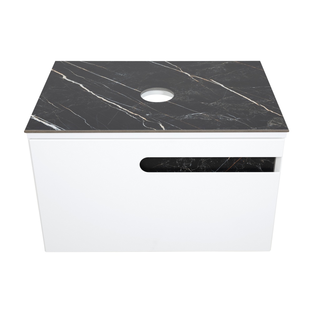 Тумба под умывальник Aqua Rodos OSTIN белый мат со столешницей керамогранит Namibia Black 70 см