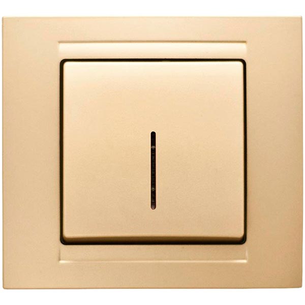 Выключатель одноклавишный Gunsan Moderna с подсветкой 16 А 250В IP20 бежевый металлик MD 29 25 102