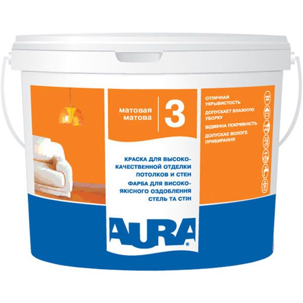 Фарба акрилатна водоемульсійна Aura® Luxpro 3 глибокий мат білий 1л