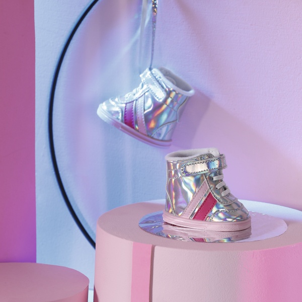 Обувь для куклы Zapf Baby Born серебристые кроссовки 831762