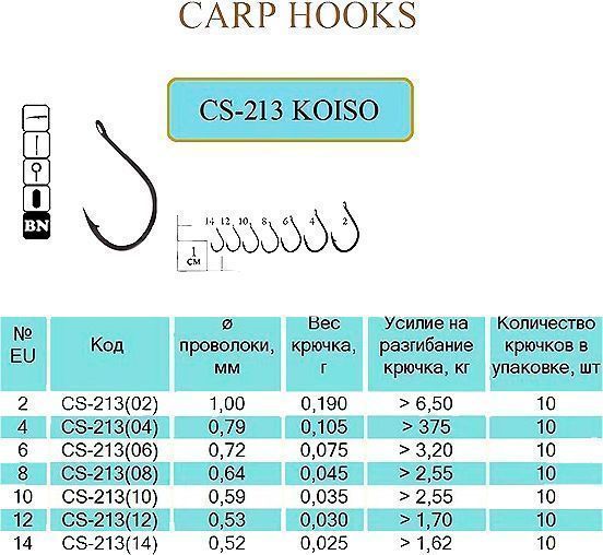 Крючок Flying Fish CS-213(08) №8 10 шт. рыболовный KOISO Ring BN