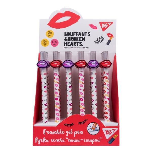 Ручка гелевая YES Stylish Girl пиши-стирай 0,5 мм синяя 412075 