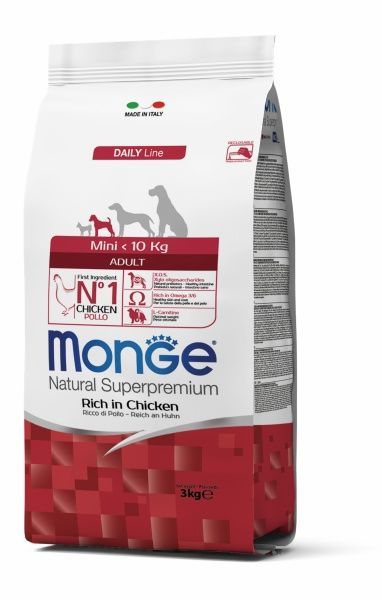 Корм Monge MONGE SUPERPREMIUM DOG MINI ADULT со вкусом курицы и риса 3 кг