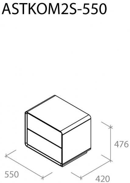 Тумба приліжкова Aqua Rodos Astrid ASTKOM2S-550-white-oak-moras білий матовий 