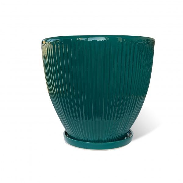 Горщик керамічний Резон Гофре фігурний 4,5л смарагдовий 