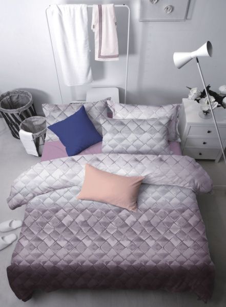 Комплект постільної білизни Pink leather D двоспальний рожевий із сірим La Nuit 