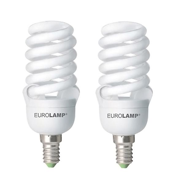 Лампа Eurolamp T2 Spiral 20 Вт E14 2700K тепле світло 2 шт