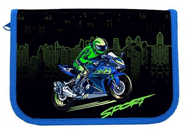 Пенал школьный 2-ярусный Motobike 21408C CLASS разноцветный принт