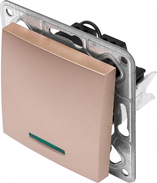 Выключатель одноклавишный LXL Tesla TLXL3501A с подсветкой бронзовый 3501A champagne