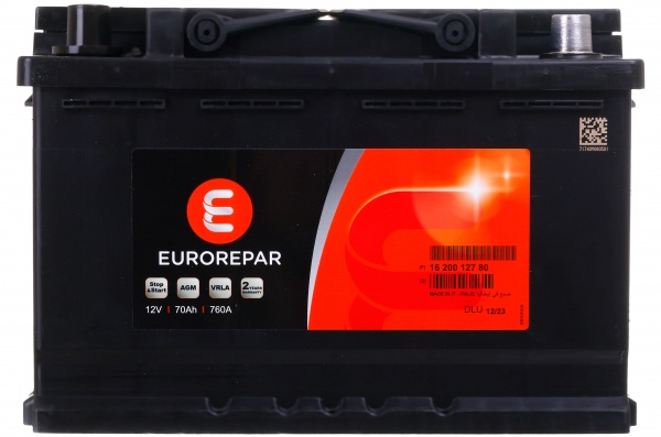 Аккумулятор автомобильный EUROREPAR 70Ah 760A 12V 1620012780 «+» справа (1620012780)