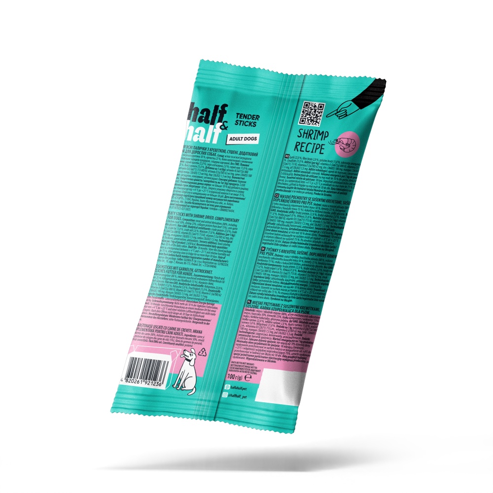 Ласощі для собак Half&Half м'ясна паличка креветка 100 г