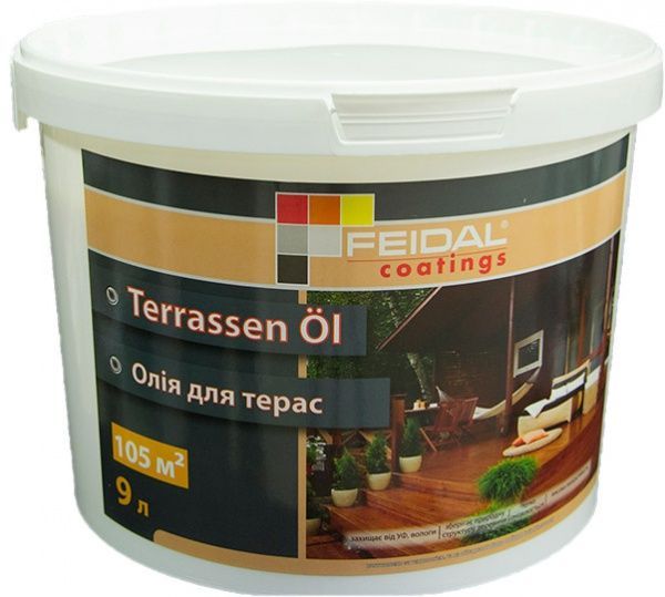 Олія для деревини Feidal Terrassen Ol безбарвний шовковистий мат 9 л