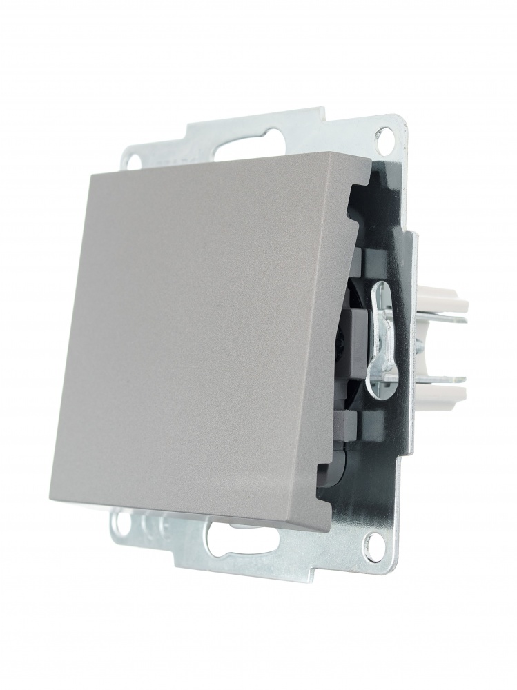 Выключатель одноклавишный Lezard Vesna без подсветки серый 742-3588-100