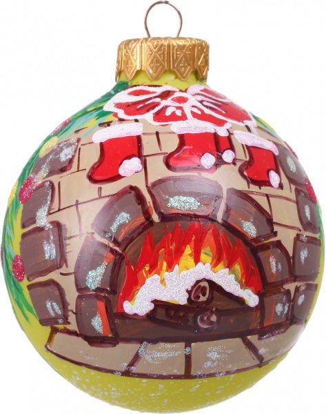 Шар новогодний зимняя сказка ручной работы стеклянный d 80 мм разноцветный