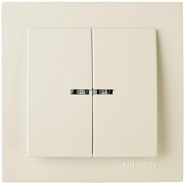 Выключатель двойной Nilson Thema с подсветкой кремовый