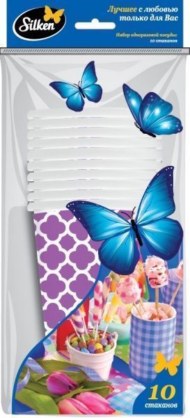 Стакан паперовий Silken Марокканський стиль 340 мл фіолет 10 шт.