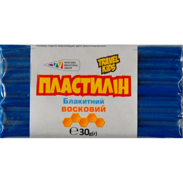 Пластилин восковый голубой TRAVEL KIDS 30 г Western Industrial Group
