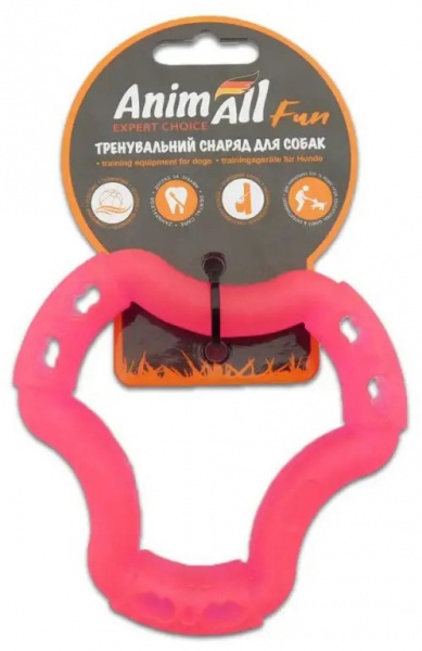 Игрушка AnimAll для собак кольцо 6 сторон 12см коралловое 88203