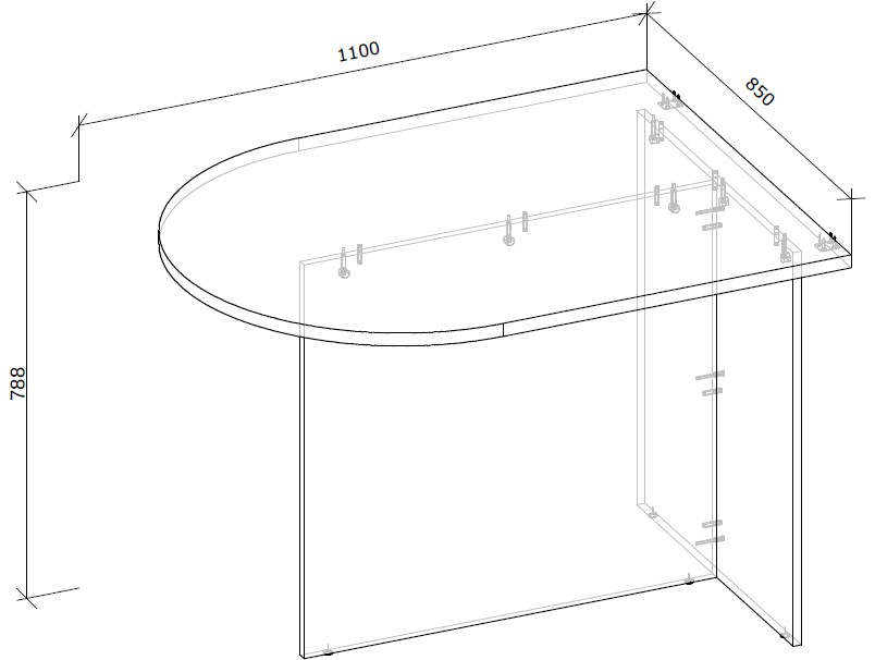 Столик приставний Грейд Ален 788х850х1100 мм графіт сірий/дуб крафт золотий
