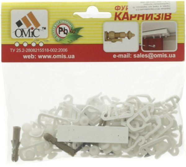 Комплект фурнітури ОМіС до стельового карнизу ОМ2 набірний 200 см білий 