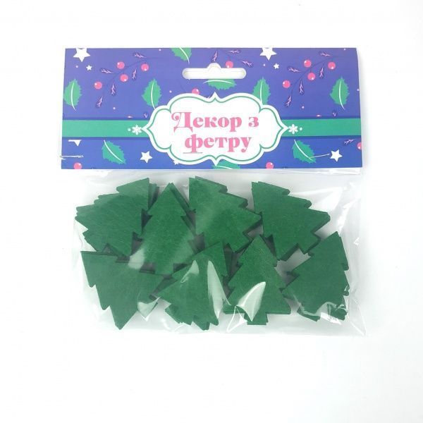 Декор з фетру Ялиночки 40 шт. Аплі-Краплі