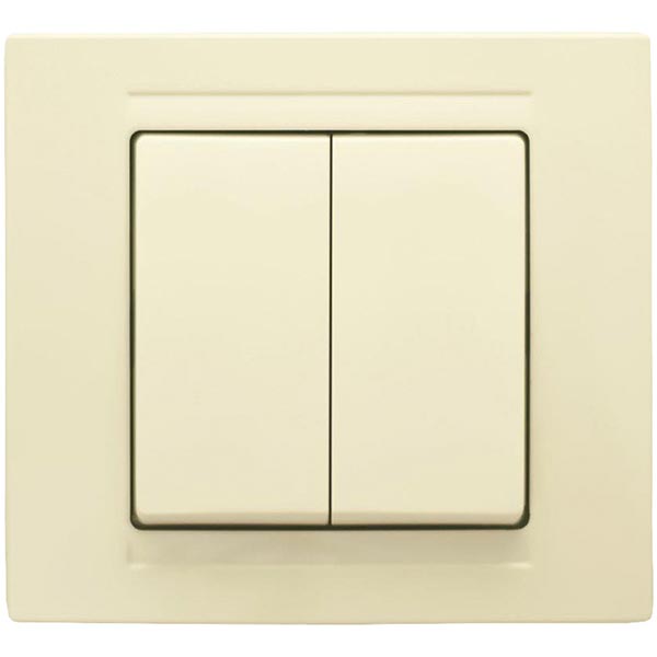 Выключатель двухклавишный Gunsan Moderna без подсветки 16 А 250В IP20 кремовый MD 29 12 103