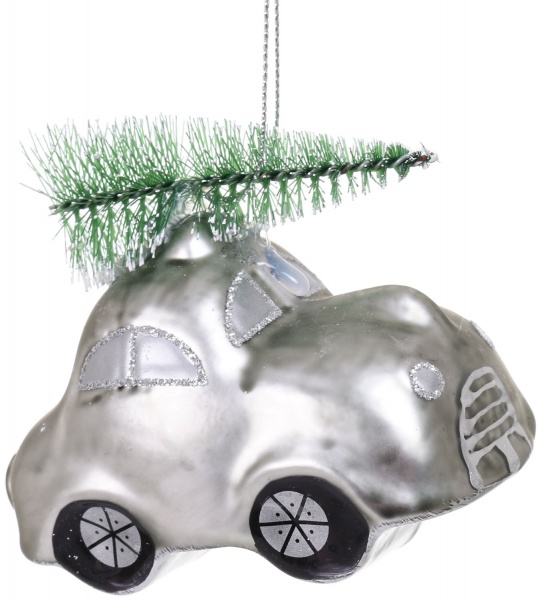 Ялинкова іграшка у формі автомобіля з ялинкою 4,5 см 