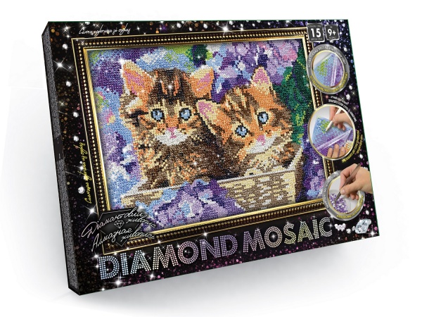 Набор для творчества Danko Toys риллиантовая живопись DIAMOND MOSAIC А4 с.2 №1 Котята DM-03-01