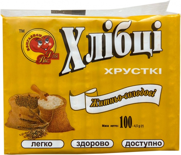 Хлібці ТМ Для Вас Житньо- солодові 100 г