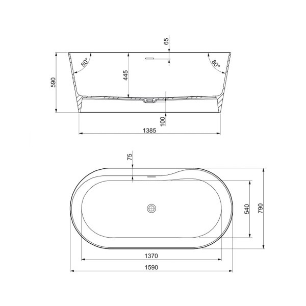 Ванна из искусственного камня ROCA Raina A248466000 160х80 см 