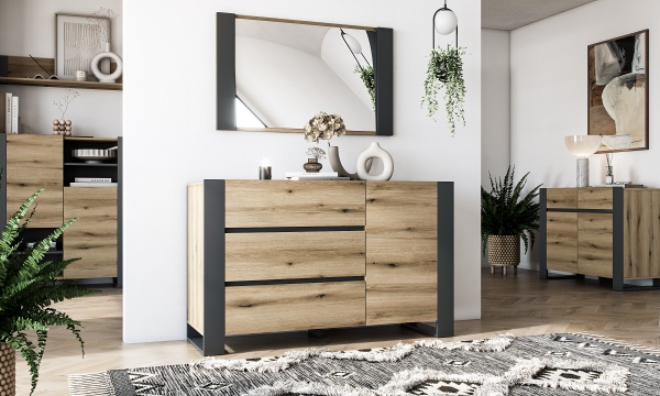 Комод Грейд Combo №1 1300х788х421 мм дуб евок прибережний /графіт сірий/дуб евок прибережний 