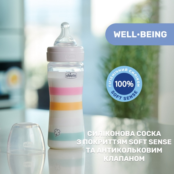 Пляшечка Chicco Well-Being Colors 2м+ 250 мл рожева (28623.11)