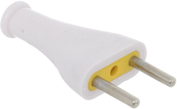 Вилка кабельная UP! (Underprice) YK-207M-WH без заземления 220В IP20 пластик белый