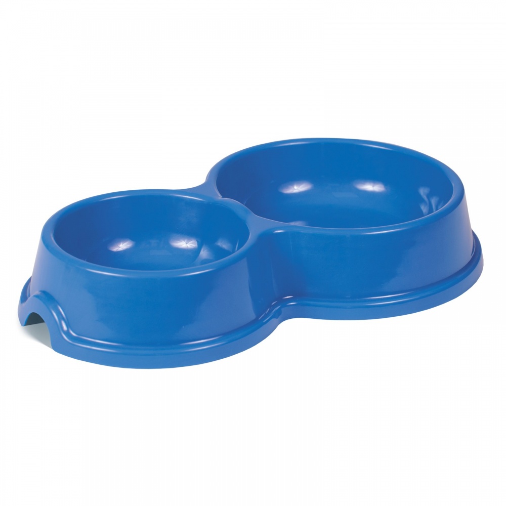 Миска подвійна Природа №2 для котів синя 250/450 мл